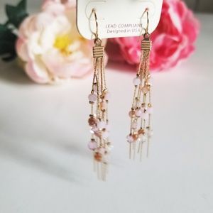 jm Jewelry - Gold And Pink Dangle Earrings jm Jewelry - Gold And Pink Dangle Earrings